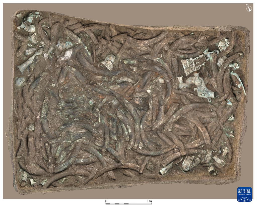 四川廣漢市三星堆商代遺址八號坑（資料圖）。