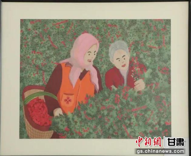 靖遠(yuǎn)縣枸杞種植業(yè)帶動(dòng)10多萬農(nóng)民脫貧致富。刺繡 王明風(fēng) 繡稿 胡靜