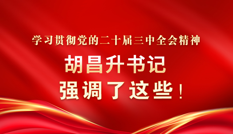 圖解|學(xué)習(xí)貫徹黨的二十屆三中全會(huì)精神 胡昌升書記強(qiáng)調(diào)了這些！