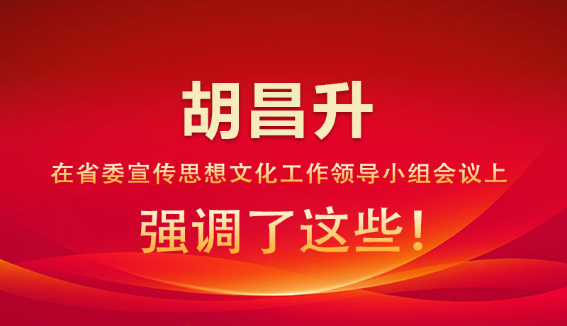圖解|胡昌升在省委宣傳思想文化工作領(lǐng)導(dǎo)小組會(huì)議上強(qiáng)調(diào)了這些！